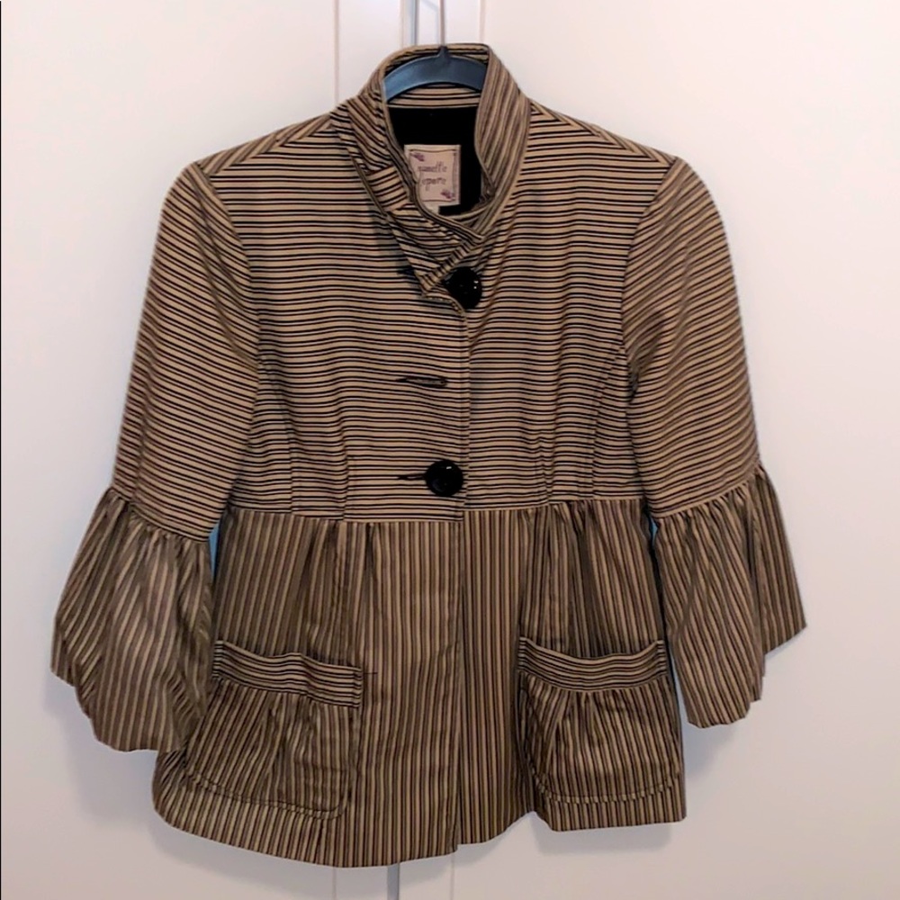 Nanette Lepore ruffle striped coat